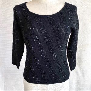 Vintage Y2K Beaded Striped Knit Top Party Sweater